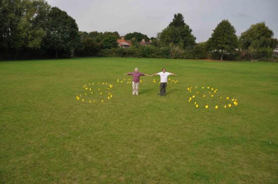 Marking out features at Donnington Recreation Ground, October 2013