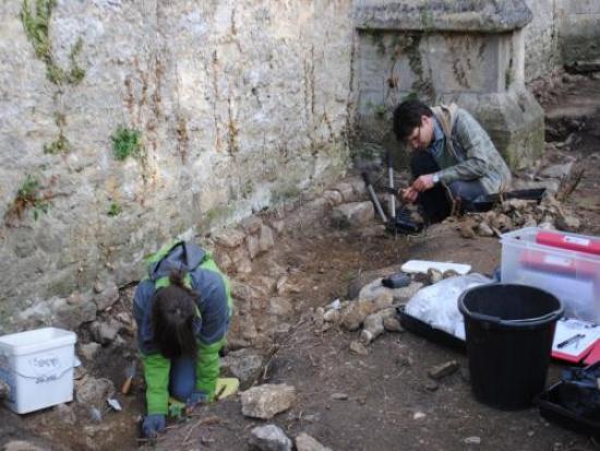 Trench one at Bartlemas Chapel under excavation